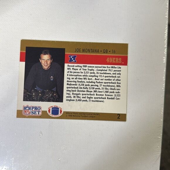1990 pro set joe montana, jim kelly #2 error card rare mint condition - Picture 2 of 3